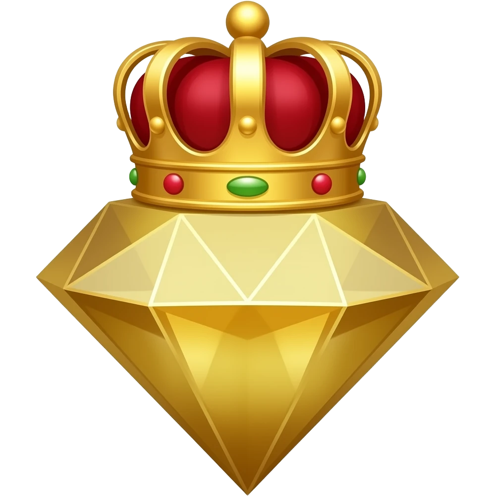 Бриллиант золотой с короной красной женская утонченнаяй emoji