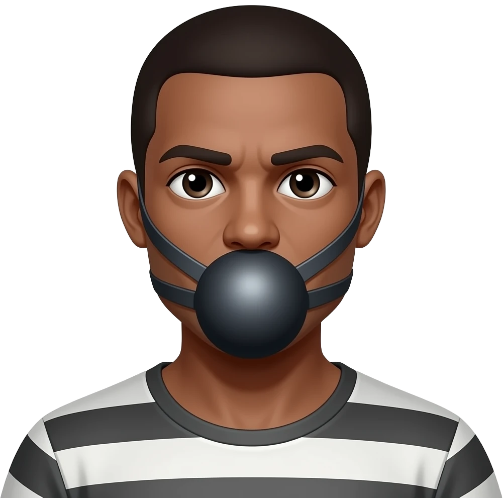Homme esclave avec ball gag, humbler emoji