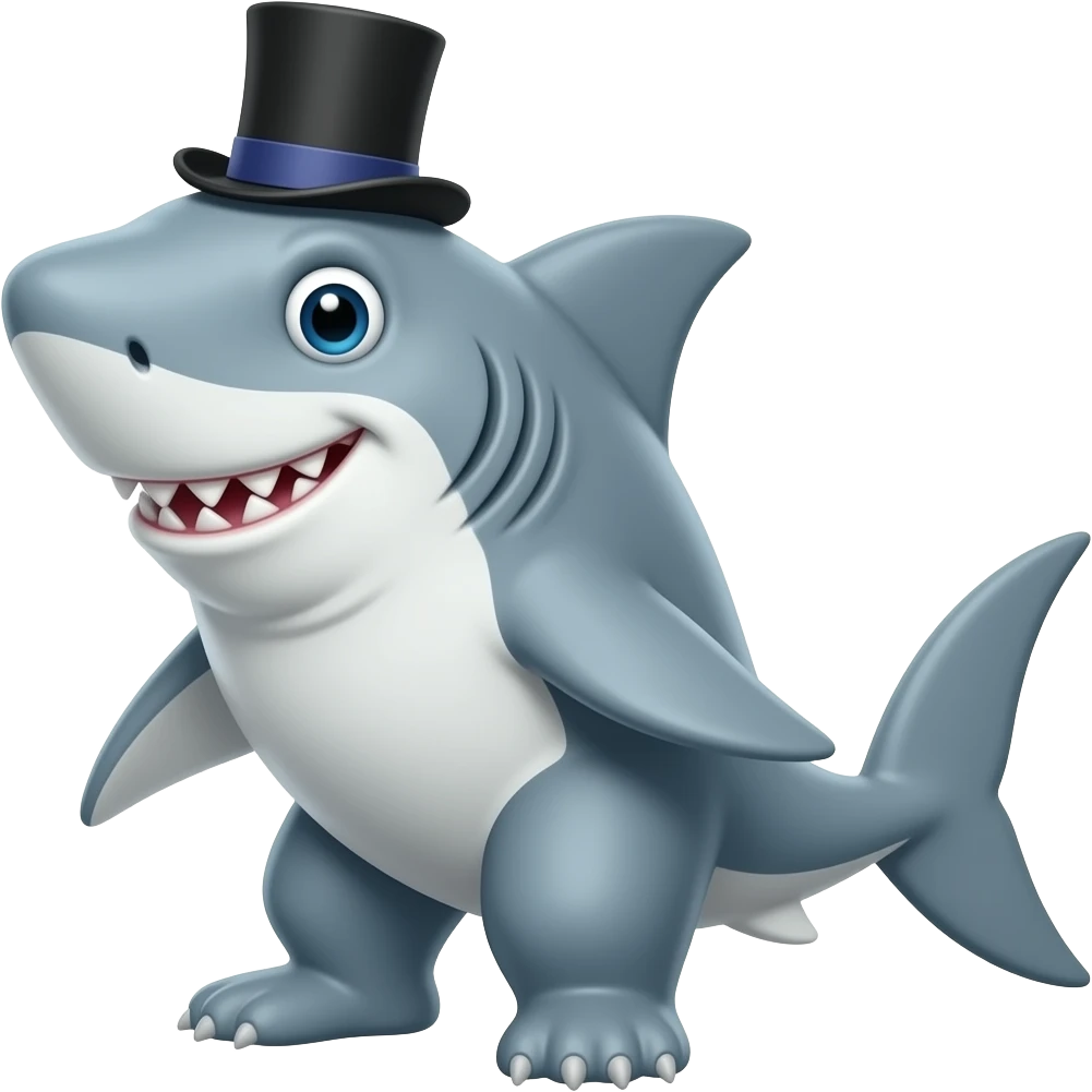 Shark with a top hat emoji