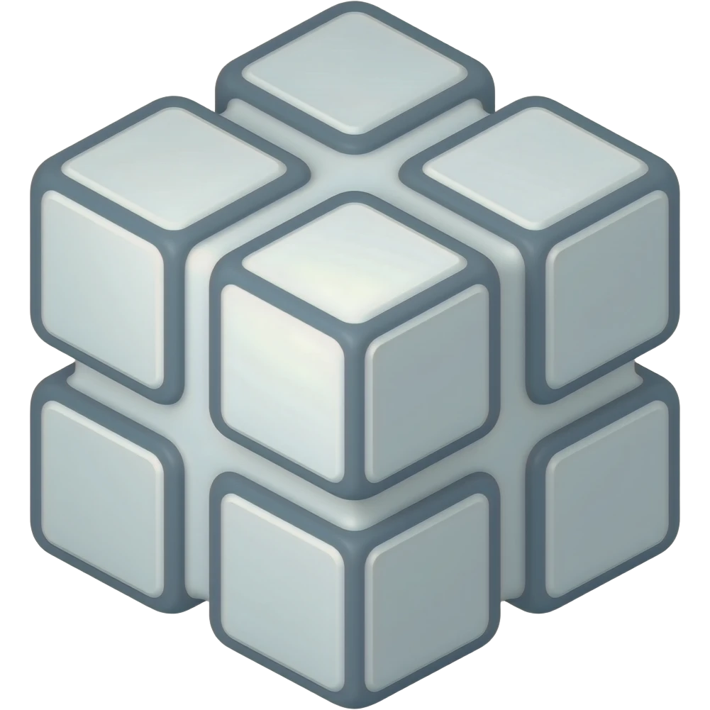 A blockchain tridimensional block with solid lines emoji