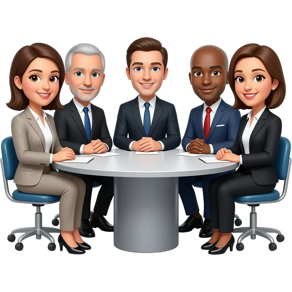 Stwóżmi emotkę Jury które siedzą przy stole coś jak w mam talent emoji