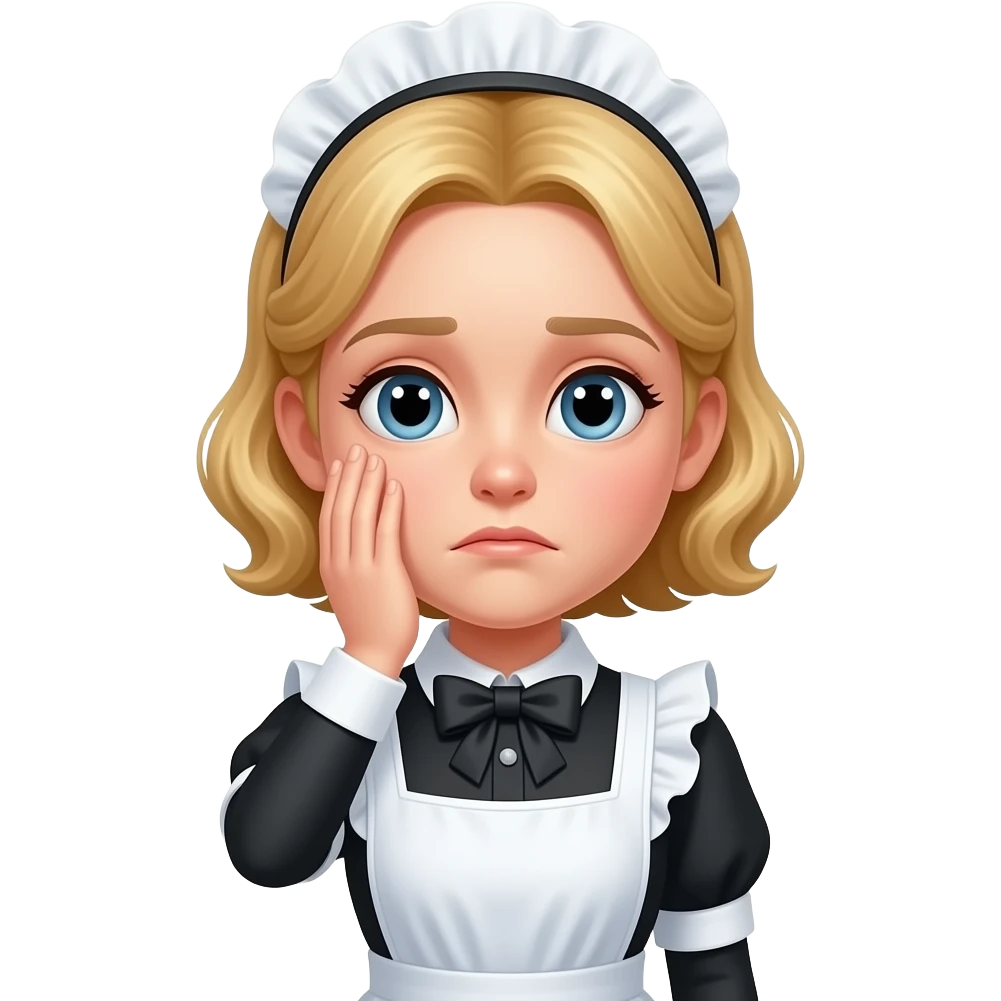 A victorian french maid with blonde hair dokng facepalm emoji