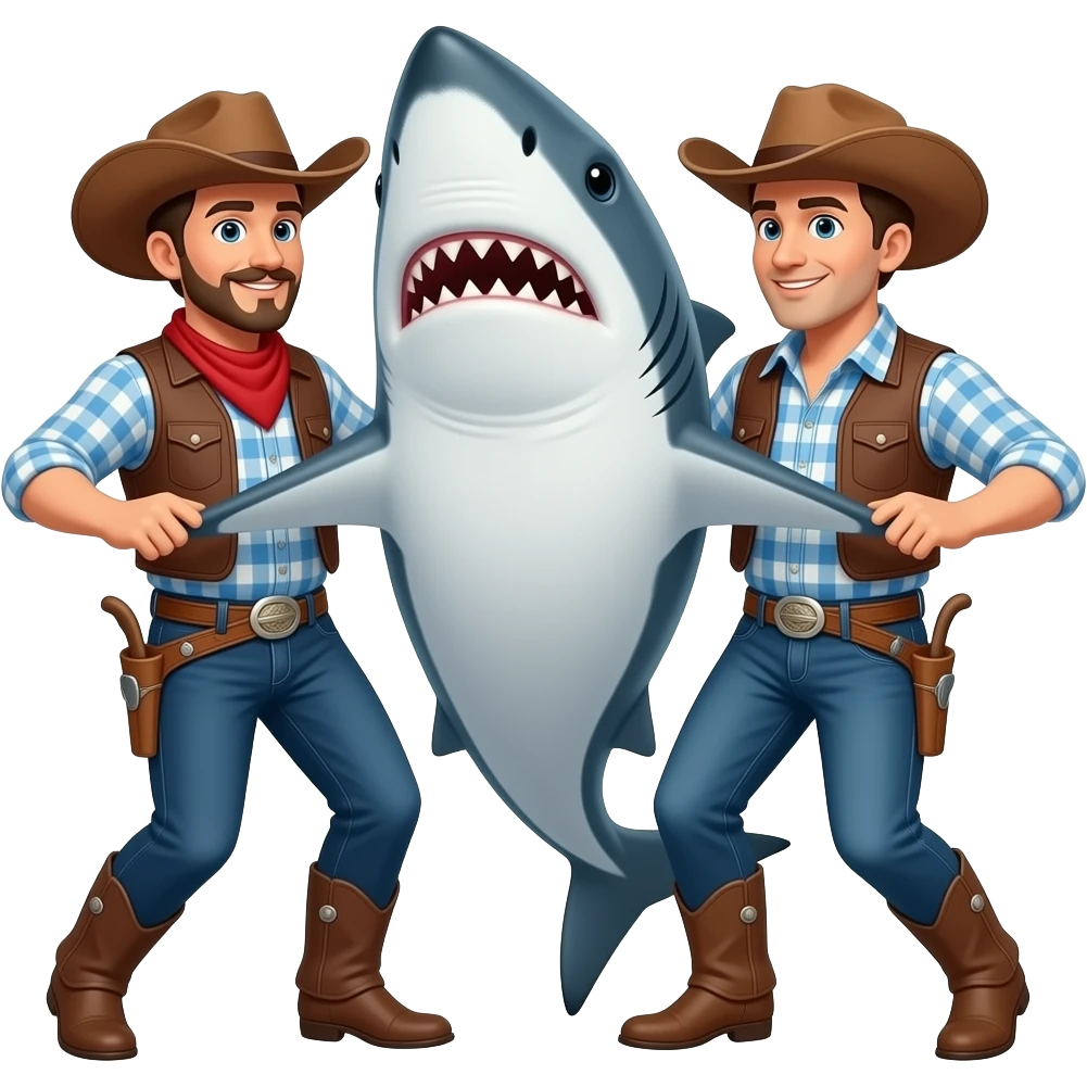 2 cowboys and a shark dancing emoji
