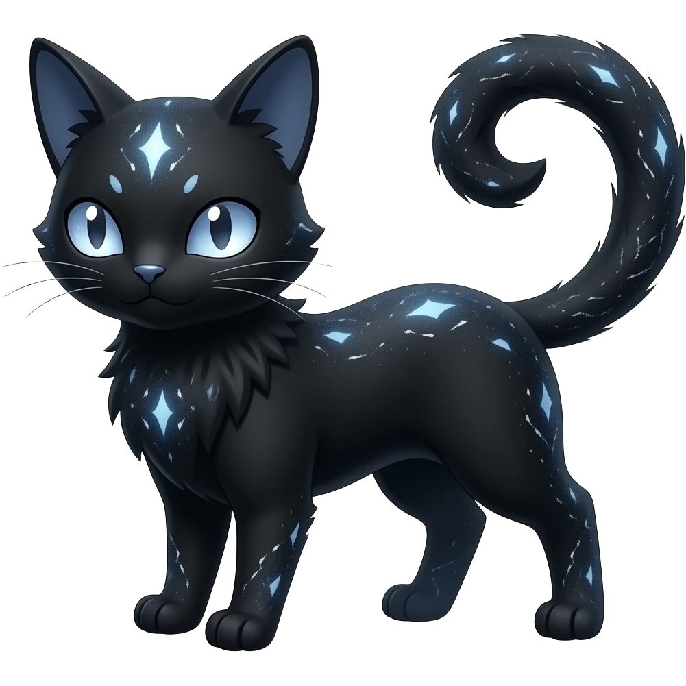 Black godly overpowered ethereal majestic oriental Cat-Fakemon. emoji