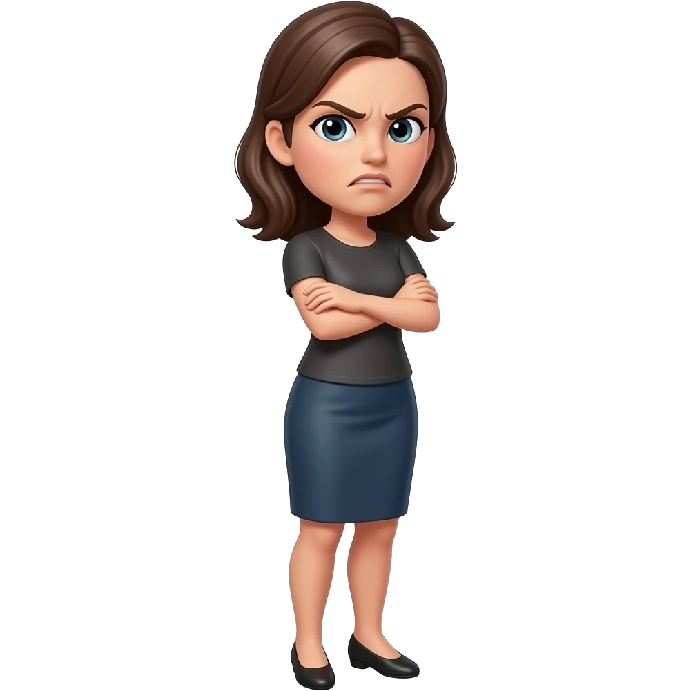 woman full body mad facing right arms crossed emoji