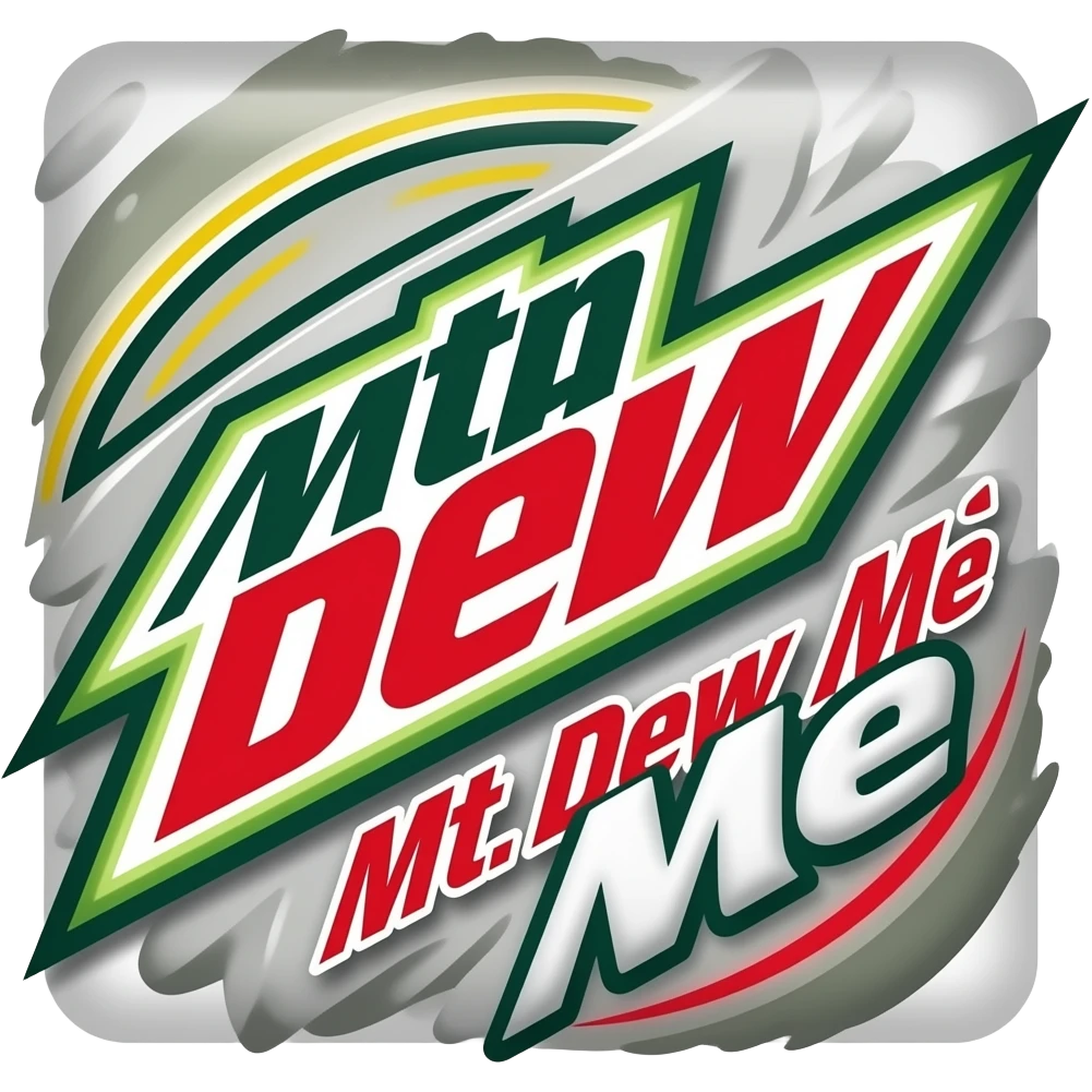 Mountain dew logo that says Mt. Dew Me with black background emoji