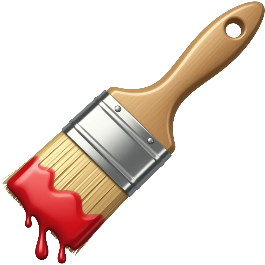 Paint brush the red paint dripping off it emoji