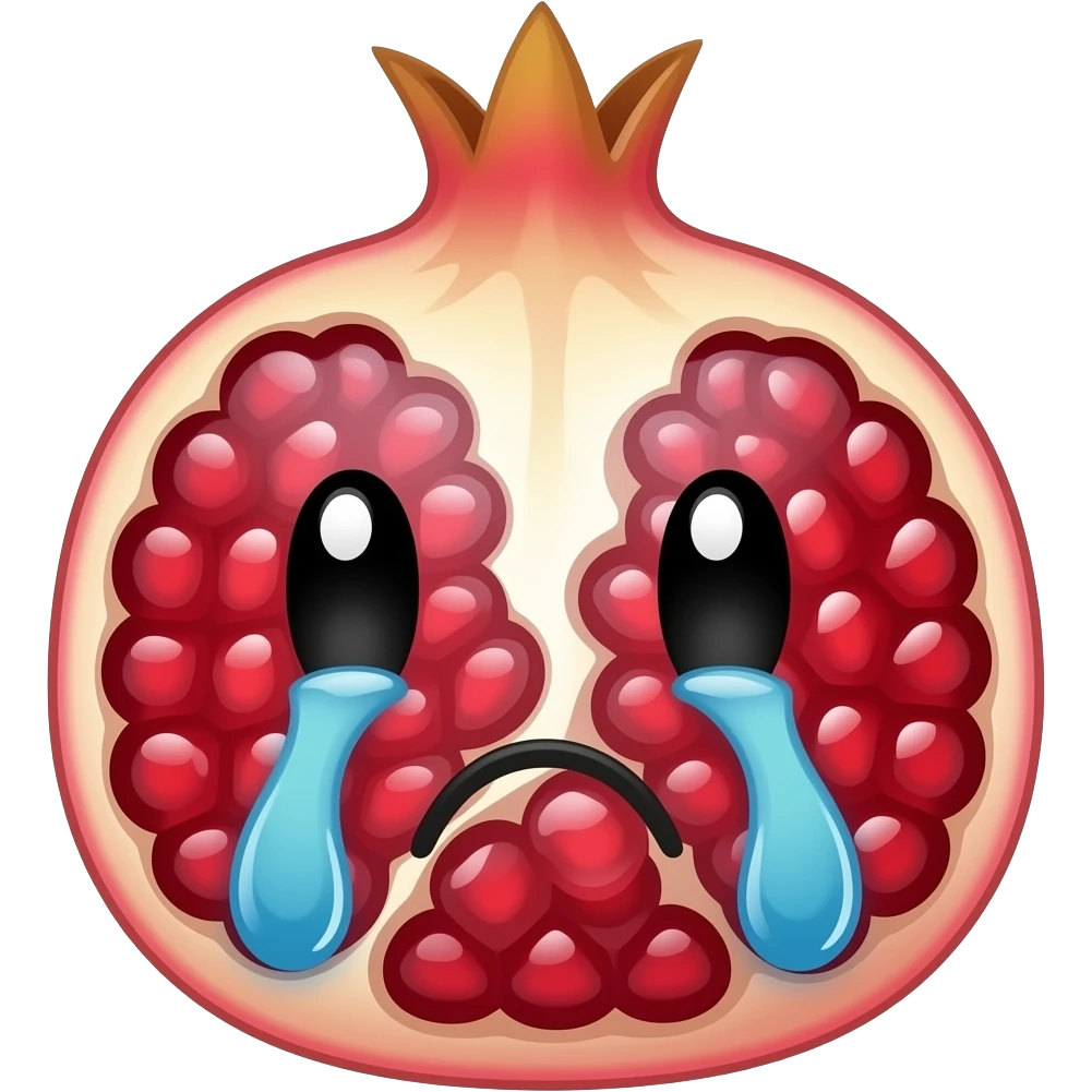 Pomegranate kissy face crying emoji