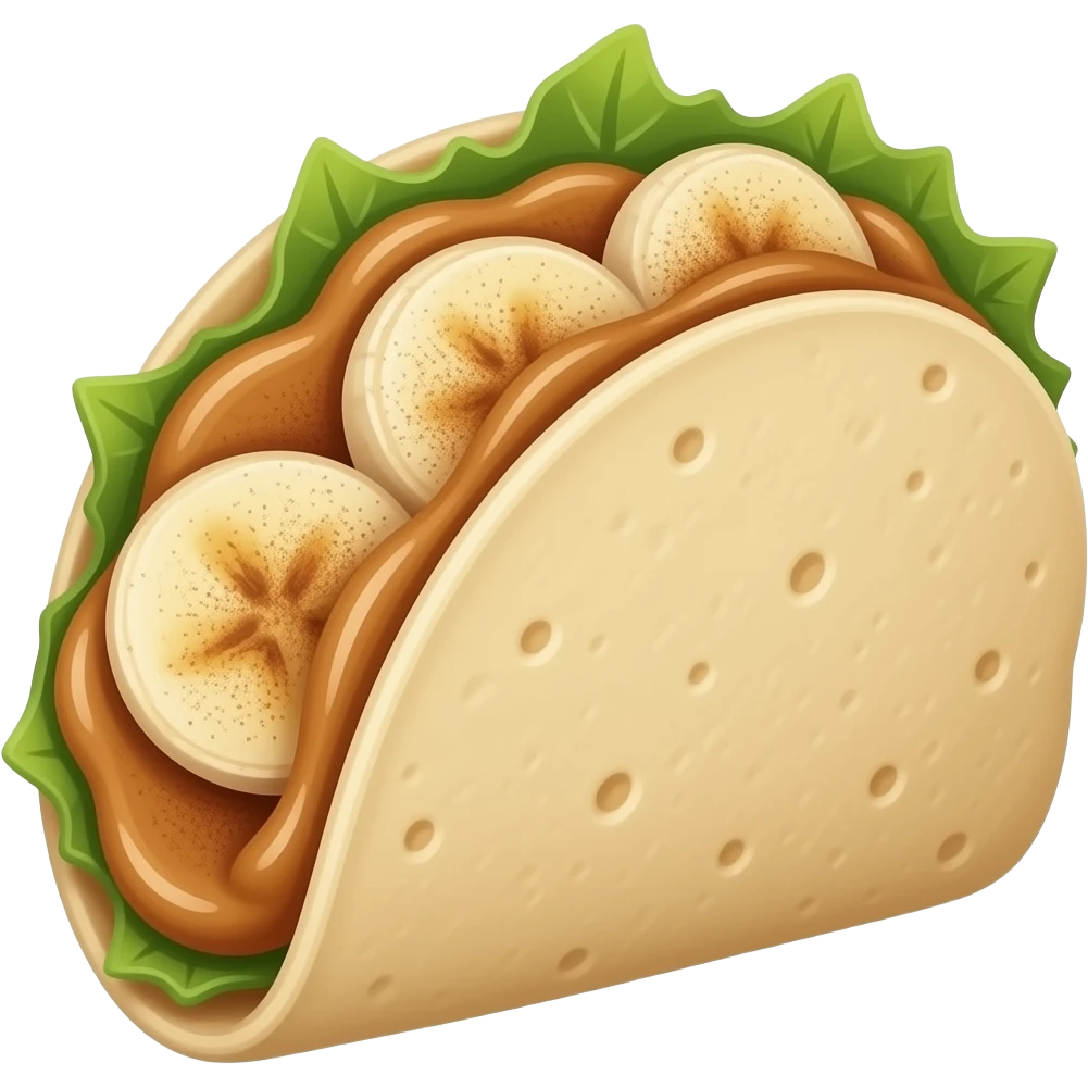 Folded Tortilla with Peanut Butter, Banana, and Cinnamon emoji