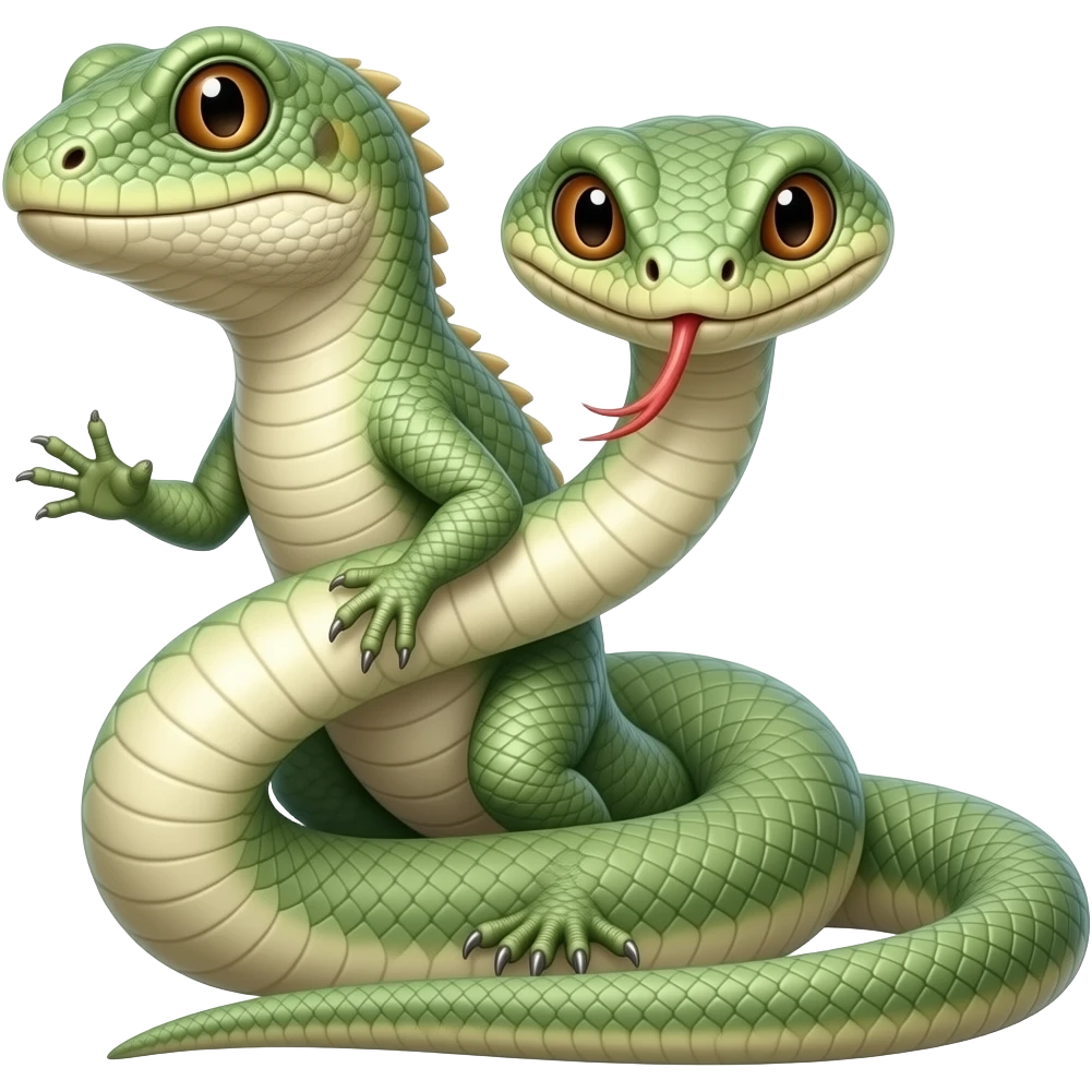 🦎 x 🐍 combined, snake shape emoji