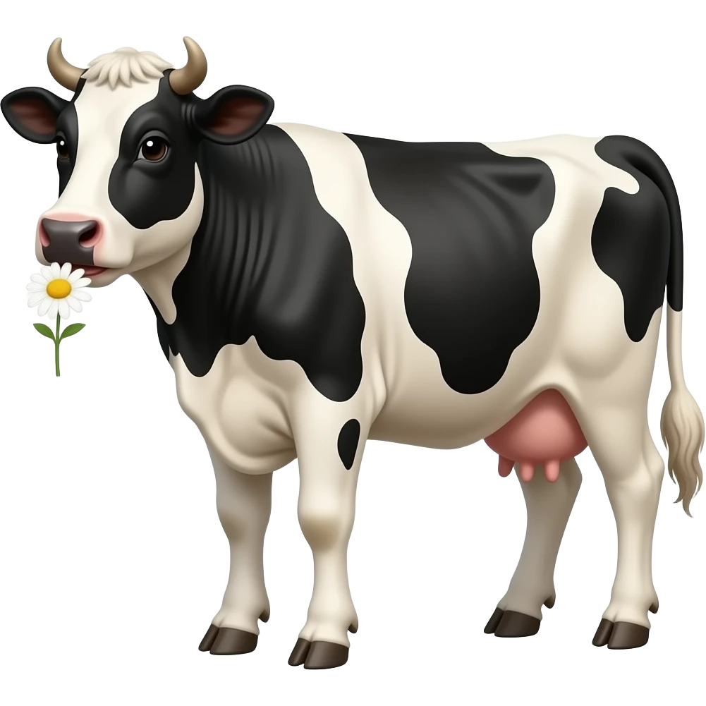 cow eating a daisy emoji