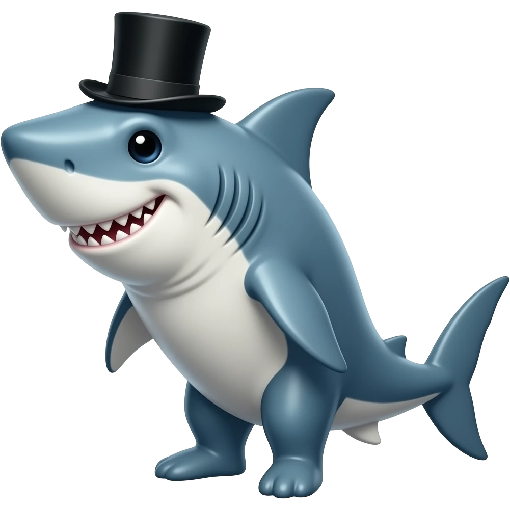 Shark with a top hat emoji