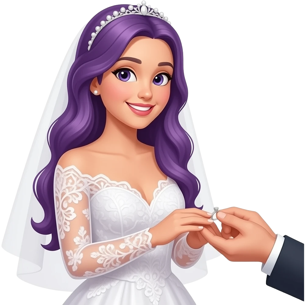 GIRL WITH LONG PURPLE HAIR GETTING MARRIED emoji