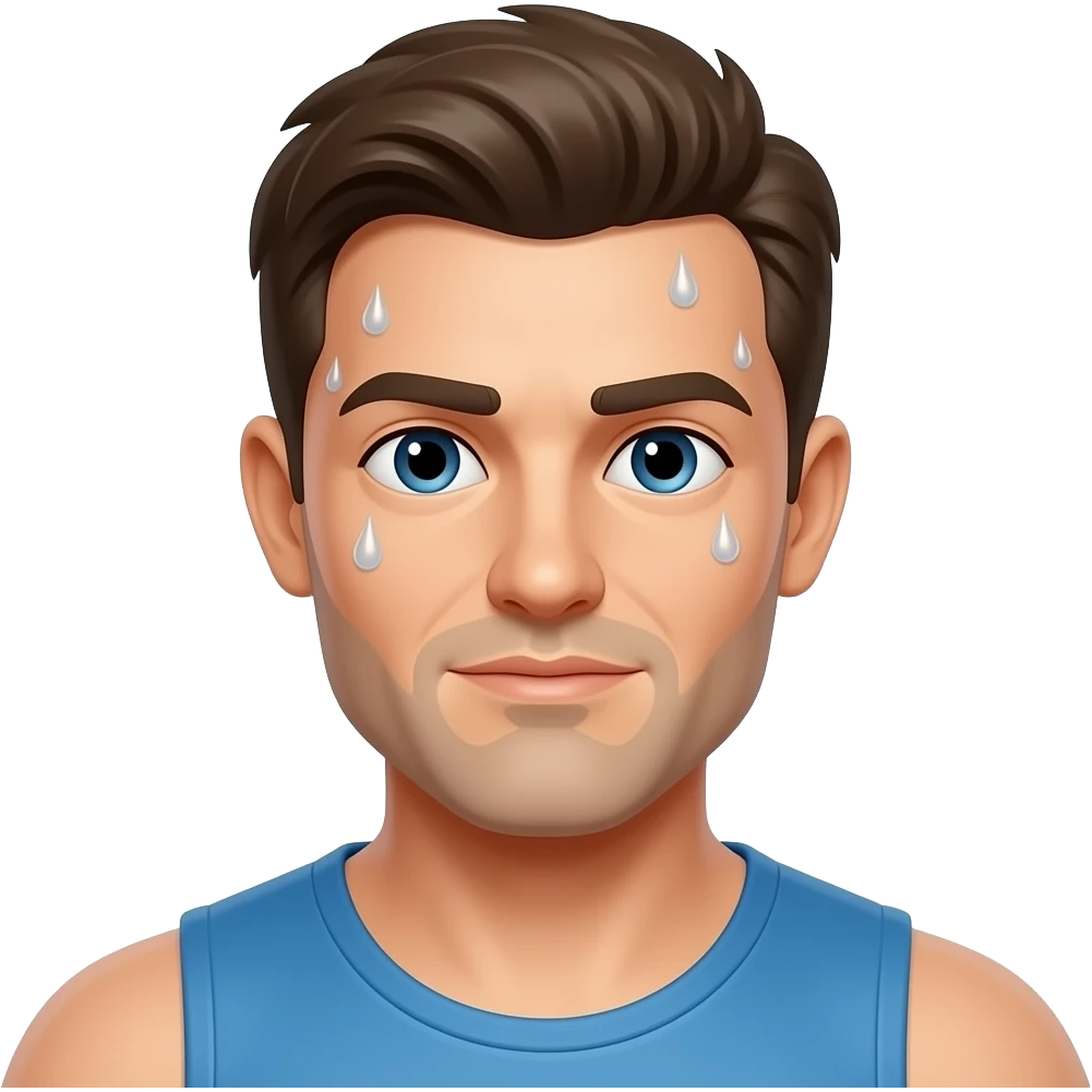 A sweating man emoji