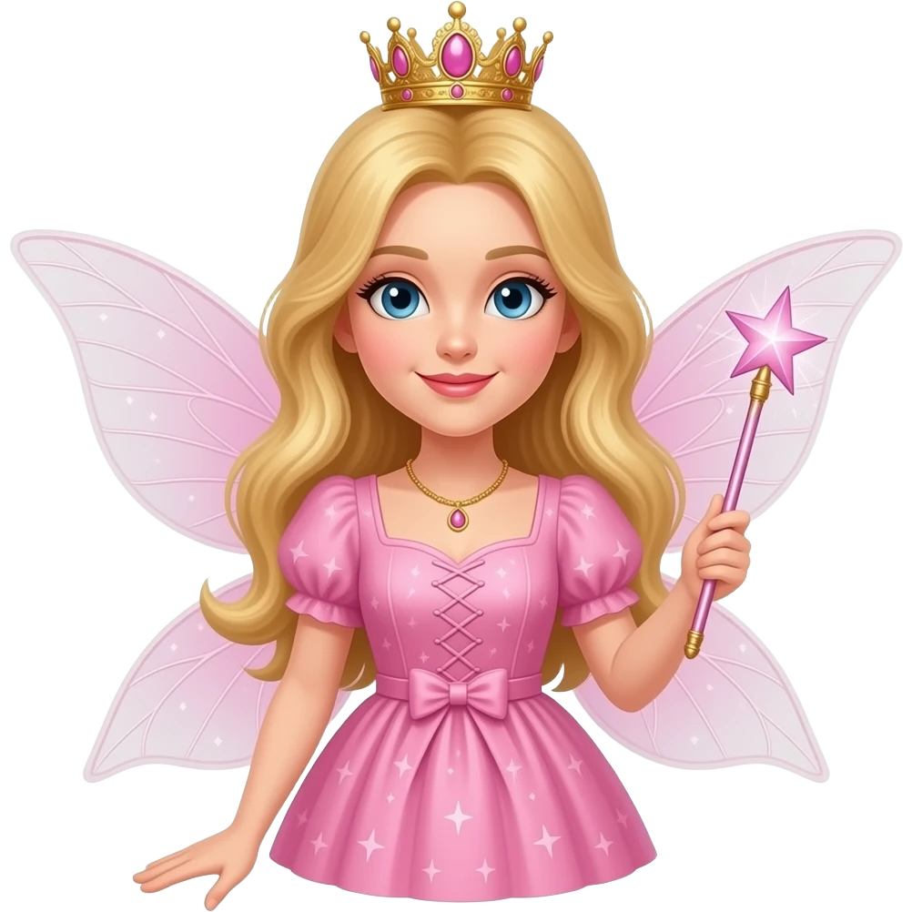 has un hada con vestido rosa y una varita magica emoji