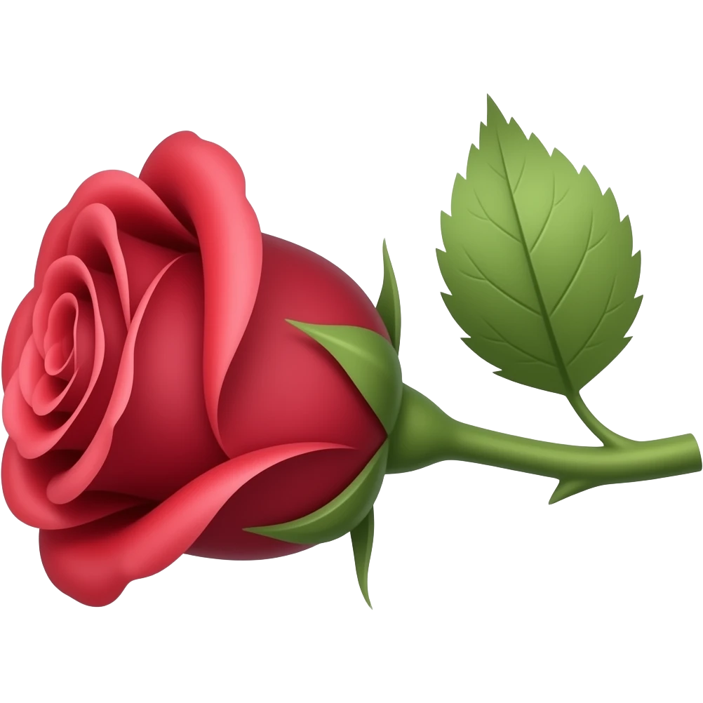 Red rose emoji tiny stem rotated horizontal laying sideways emoji
