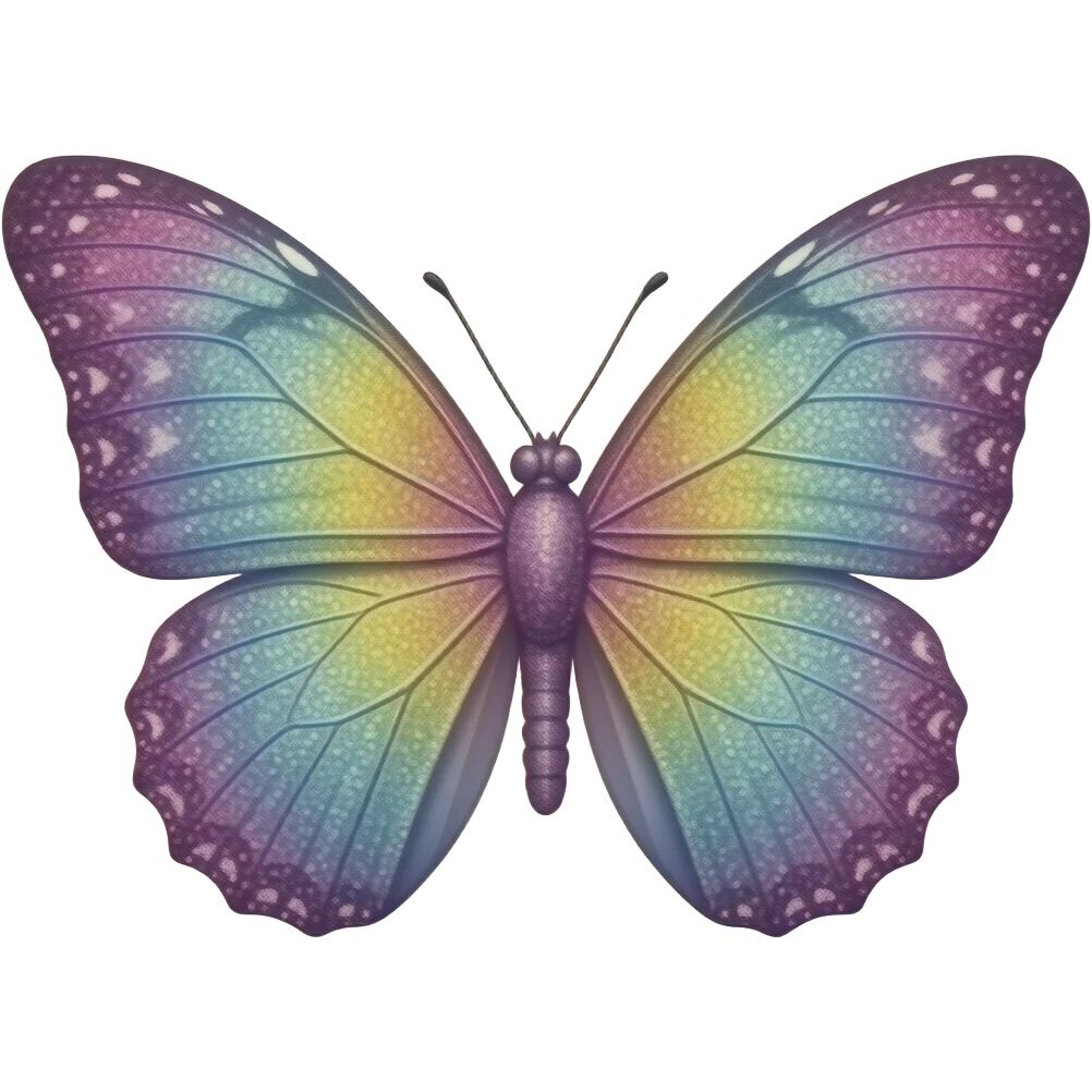 Auroral gradient-colored sparkly glittery butterfly emoji