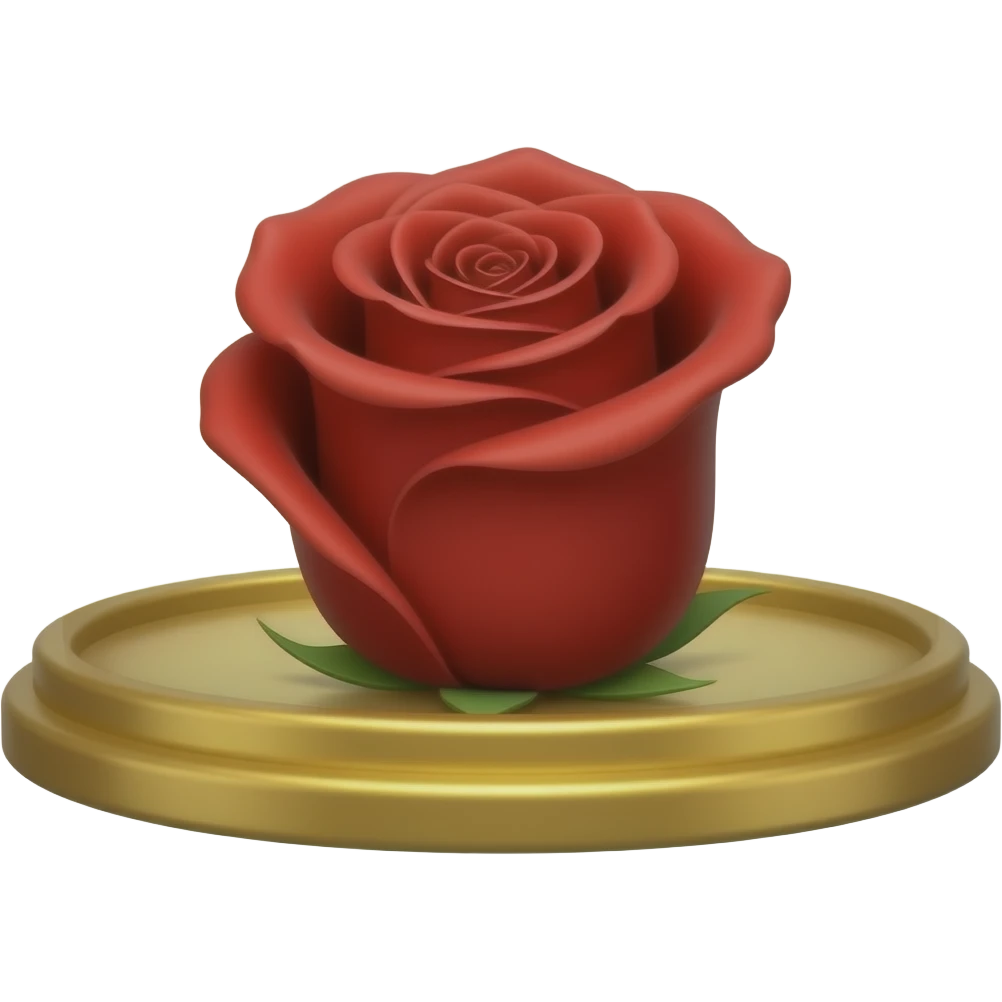 long beautiful magic red rose inside a magic gold dome emoji