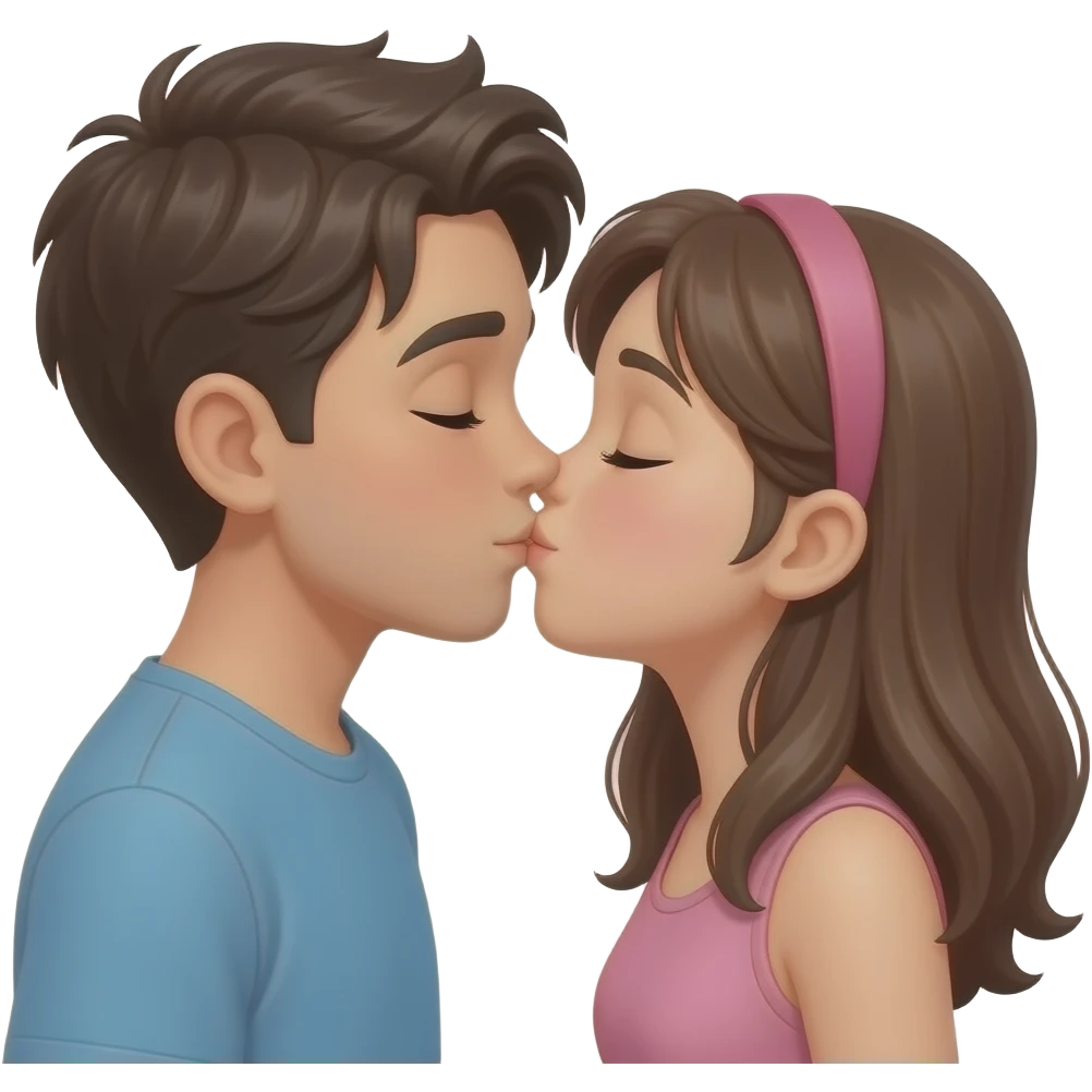 Парень целует девушку emoji