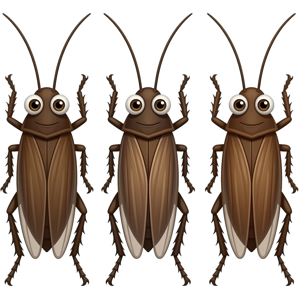 3 cockroaches from oggy and cockroach emoji