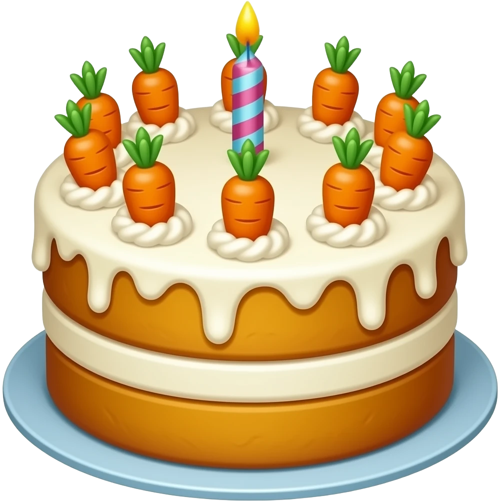 Birthday Carrot Cake with baby carrots decorating it emoji