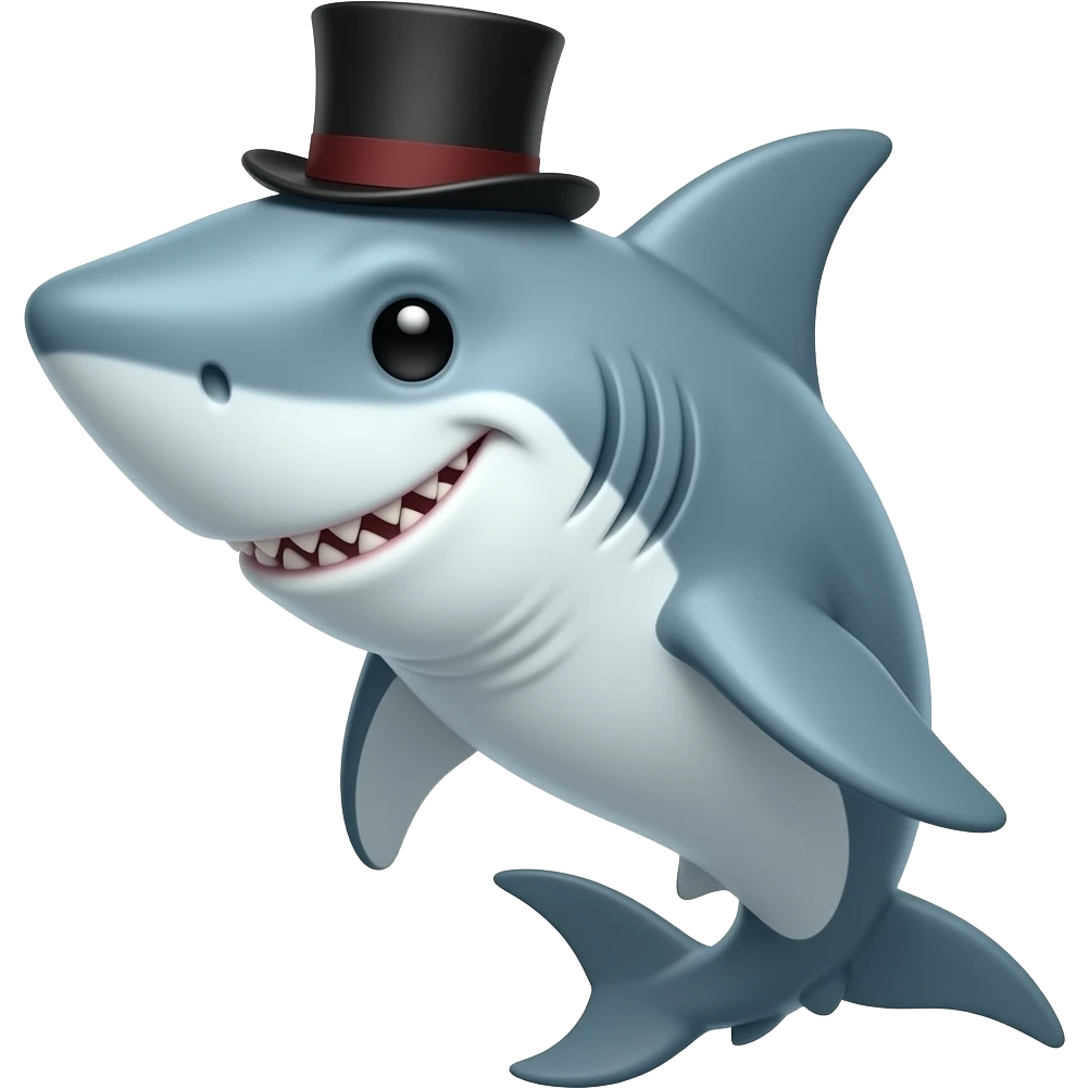 Shark with a top hat emoji