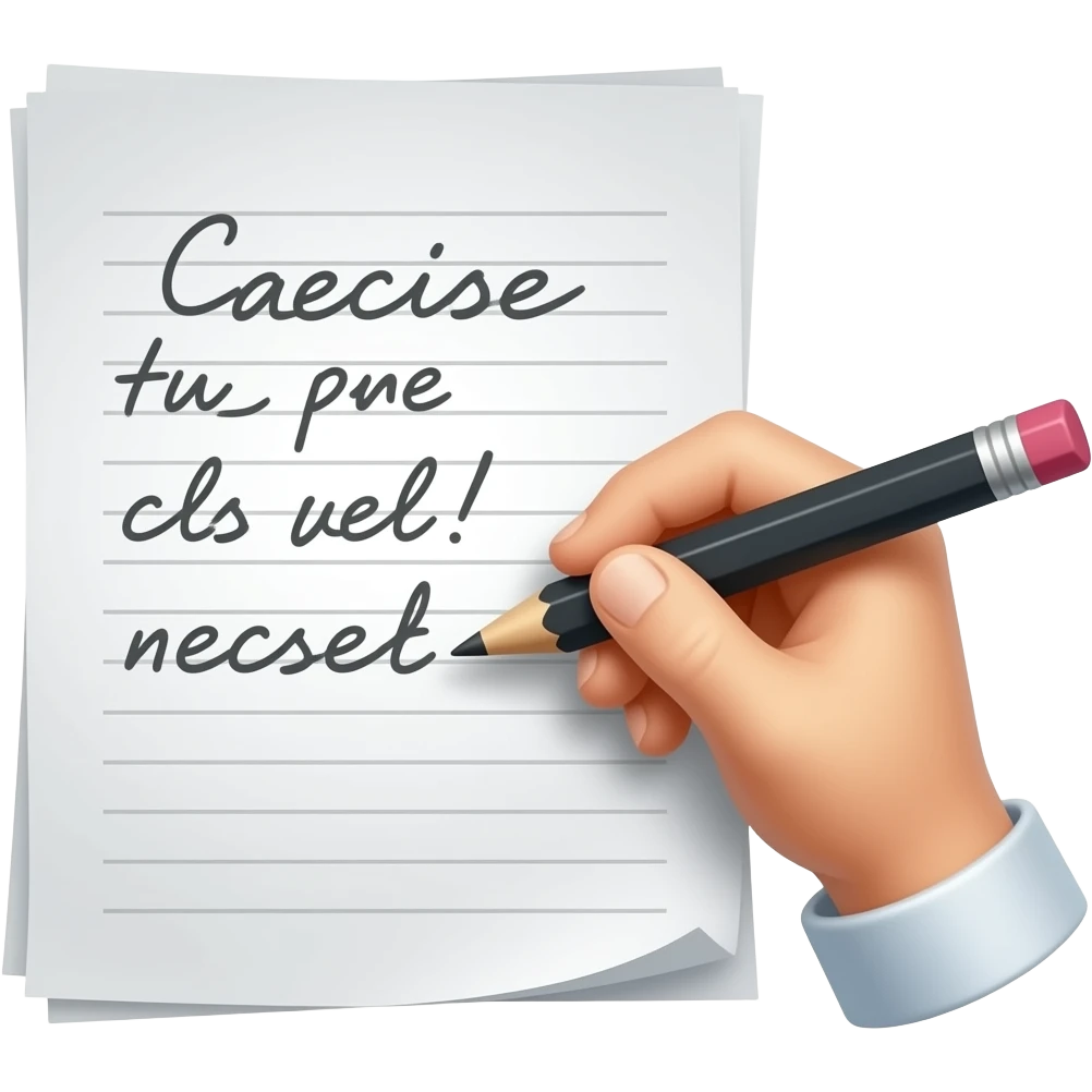 una mano con lapiz y que haya algo esrito emoji