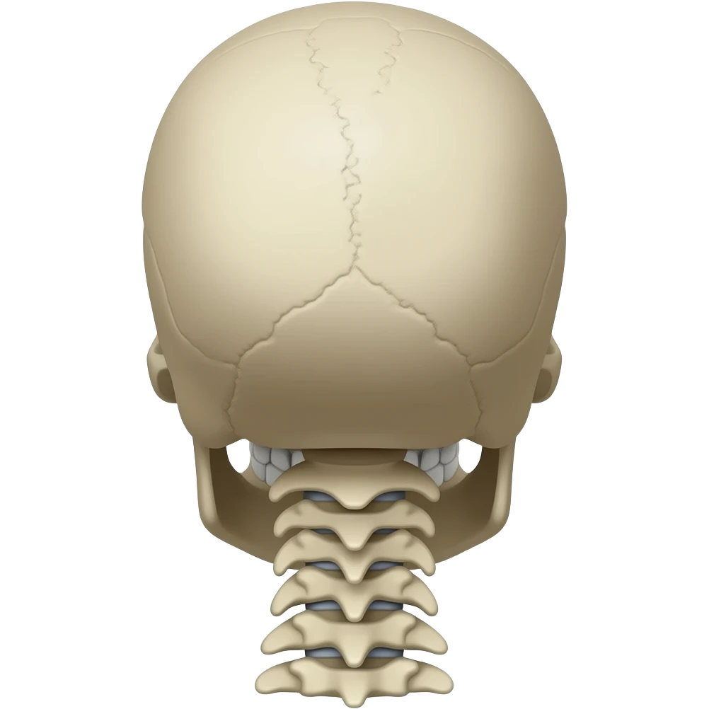 Coluna cervical e crânio humano visão posterior emoji