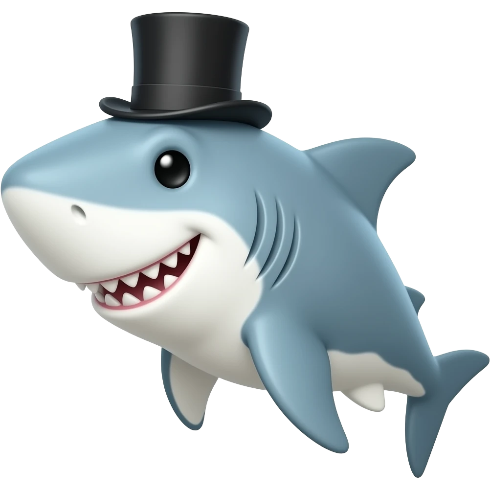 Shark with a top hat emoji