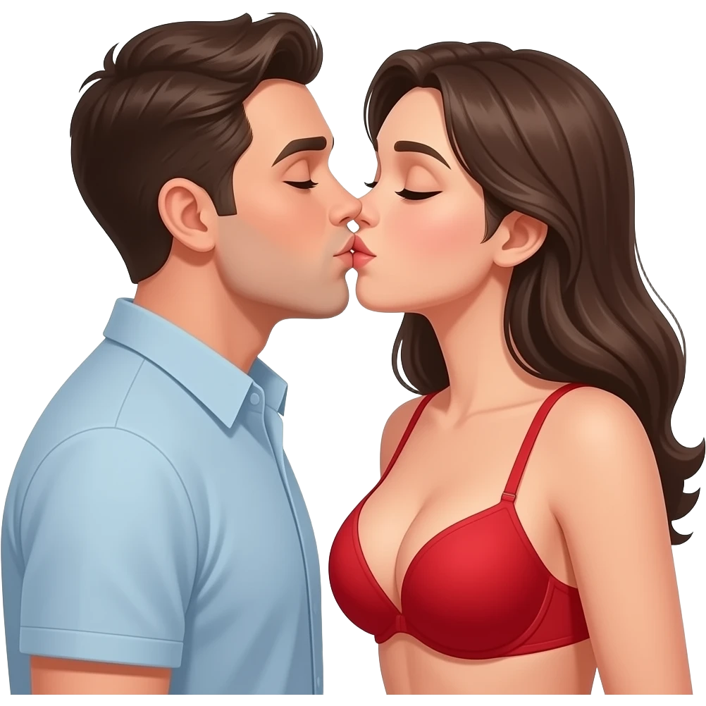 امرأه ترتدي حمالة صدر حمراء وبشرتها بيضاء وصدر كبير اجعل تقبل سخص من ففمه emoji