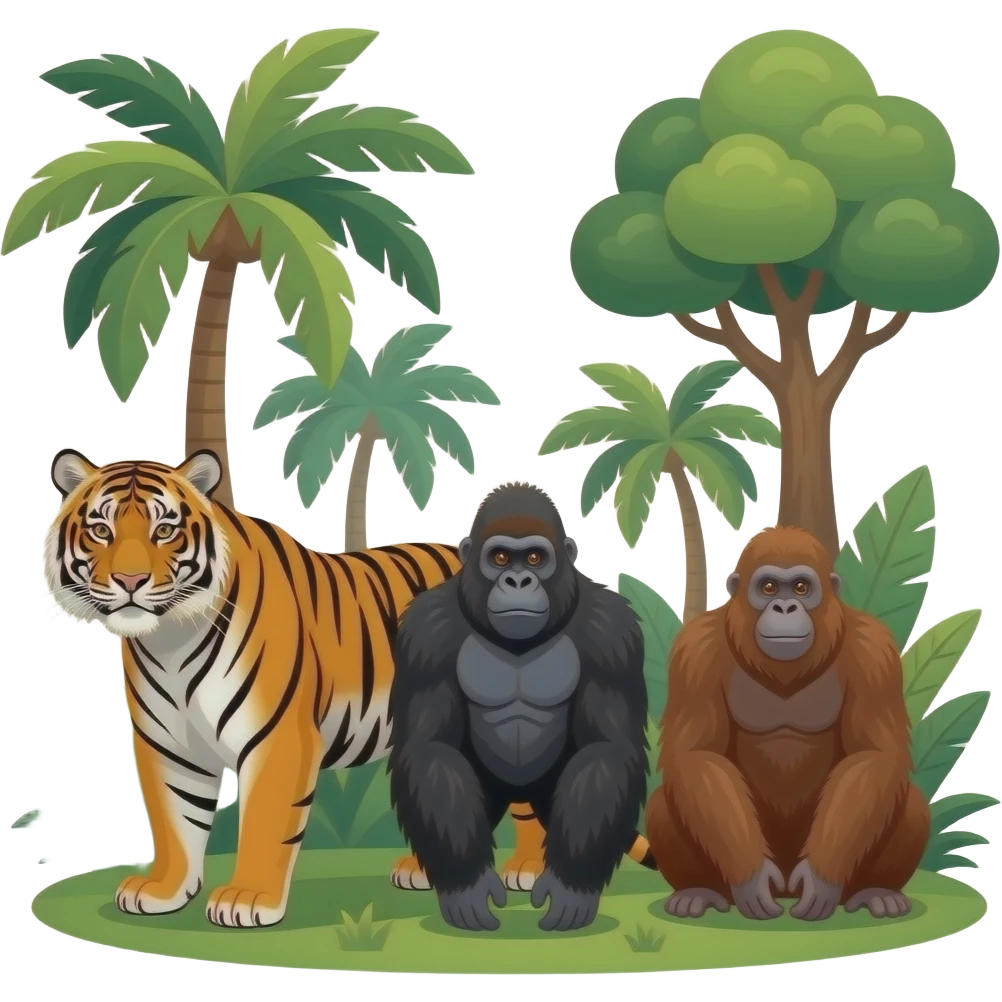 🐅🦍🦧🌲🌴🌳🍂🍃 emoji