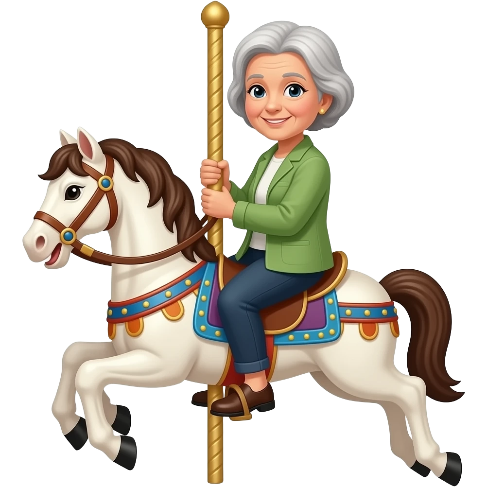 granny on a carousel horse emoji