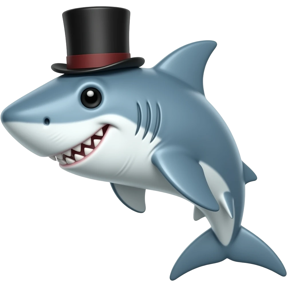 Shark with a top hat emoji