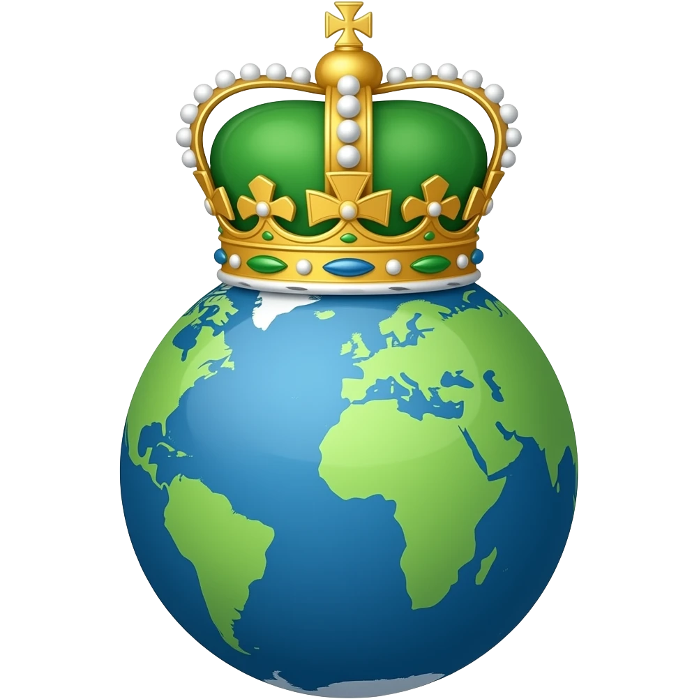 imperial crown only green, yellow and blue in a globe emoji