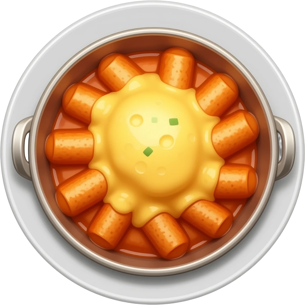 tteokbokki with melted mozzarella cheese emoji