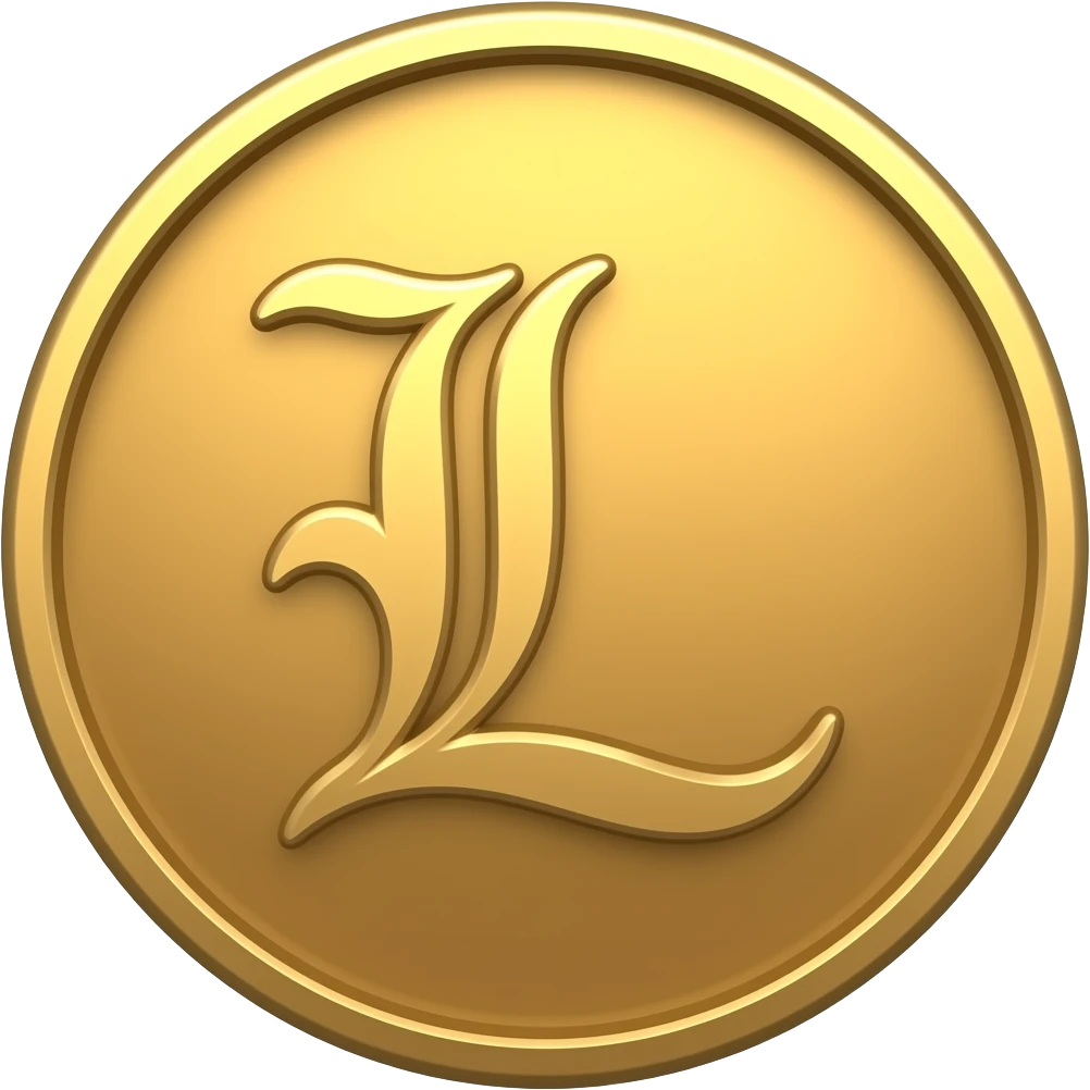 coin with the letter "L" in fancy letters and emoji