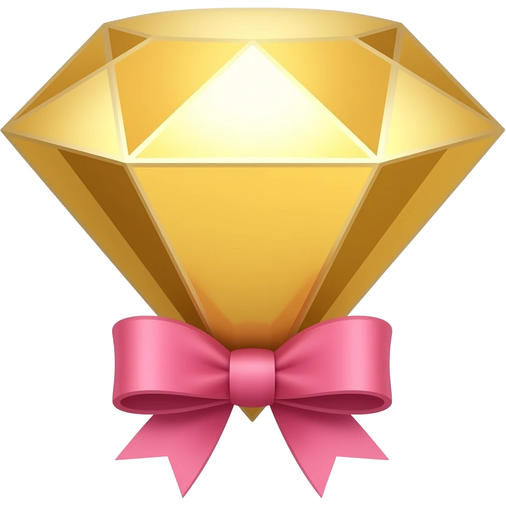 Бриллиант золотой с бант розовый emoji
