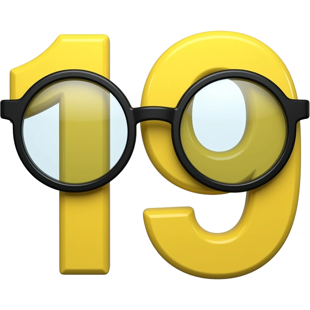 A yellow number 19 with glasses emoji
