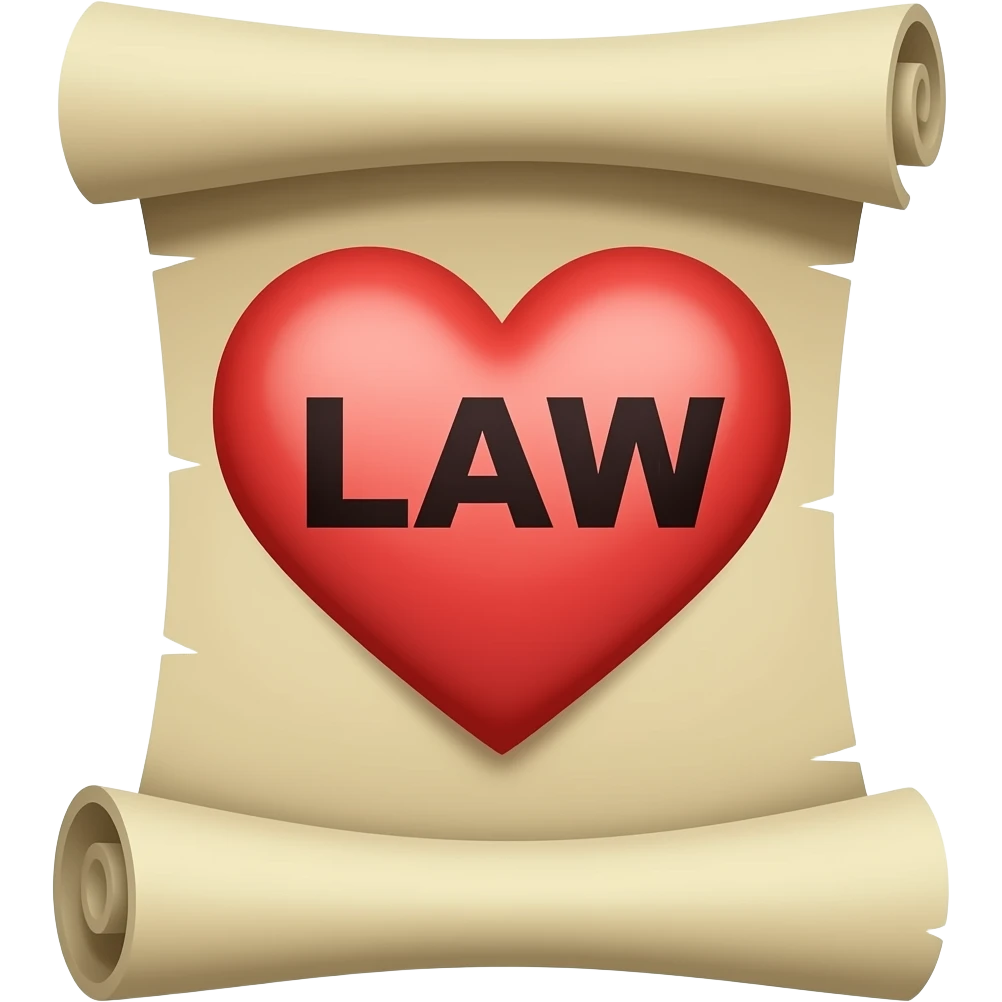 Make two emojis one with a rolled scroll on a mind/brain and the other with LAW written on a heart emoji