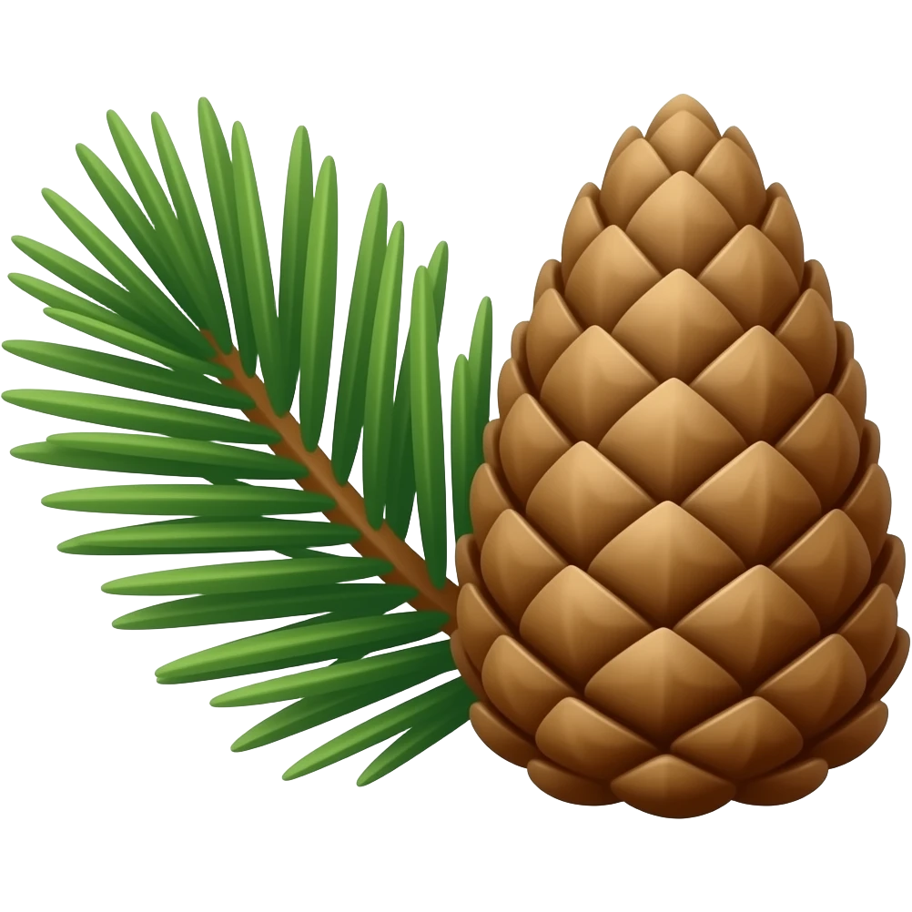 pine needles and a penis-pine cone with a holy halo ring emoji