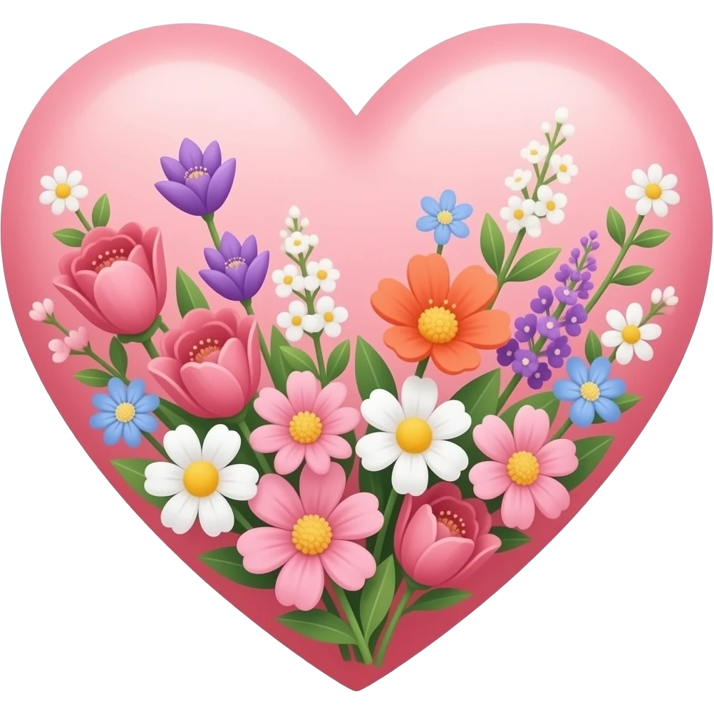 coração com flores emoji