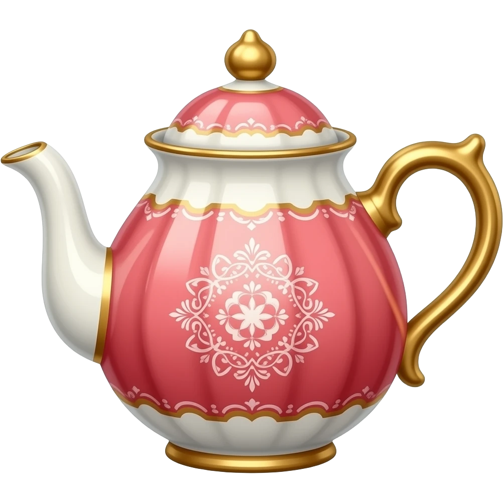 Reddish-pinkish and gold and white warm-colored romantic vintage fancy tea pot emoji