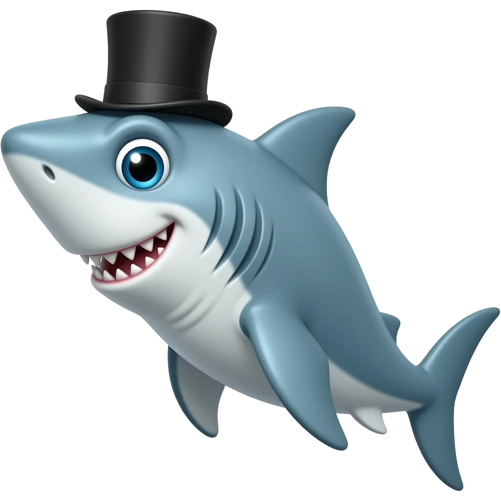 Shark with a top hat emoji