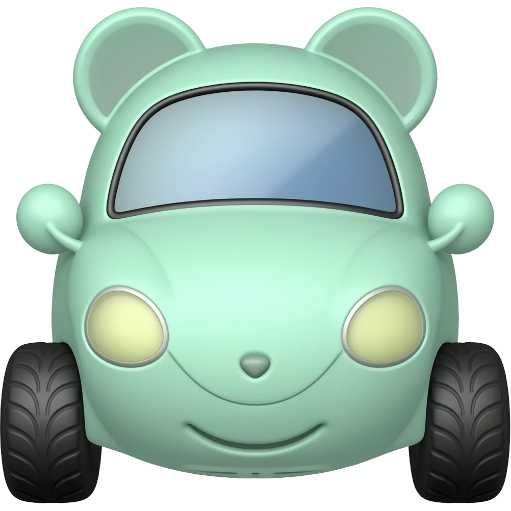 Mint buggy with wheels and bear ears emoji