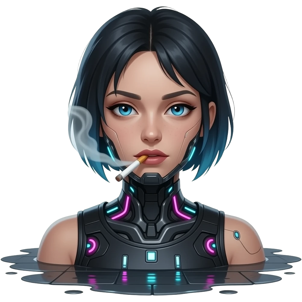 cyberpunk Lucy smoking a cigarette emoji