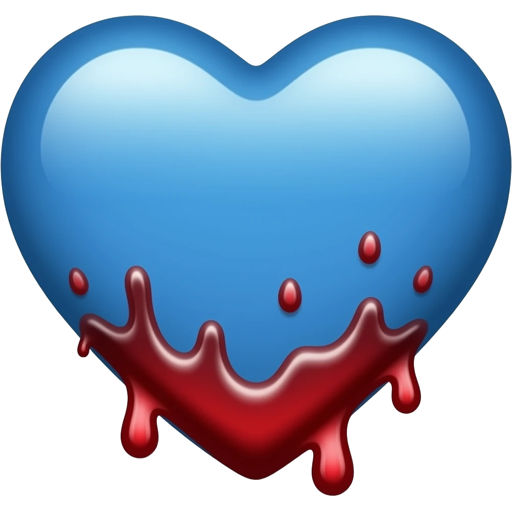 dripping bleeding blue heart glowing blue red warmth emoji