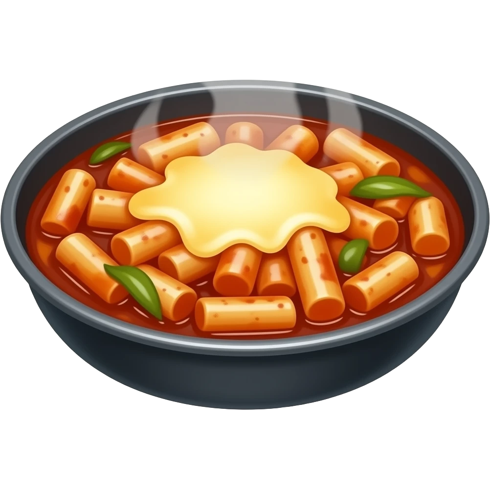 tteokbokki with melted mozzarella cheese emoji