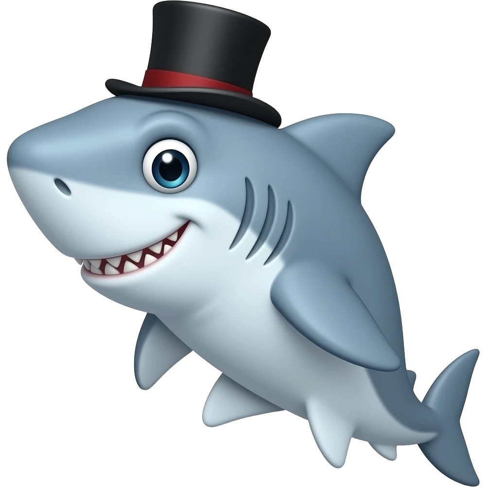 Shark with a top hat emoji