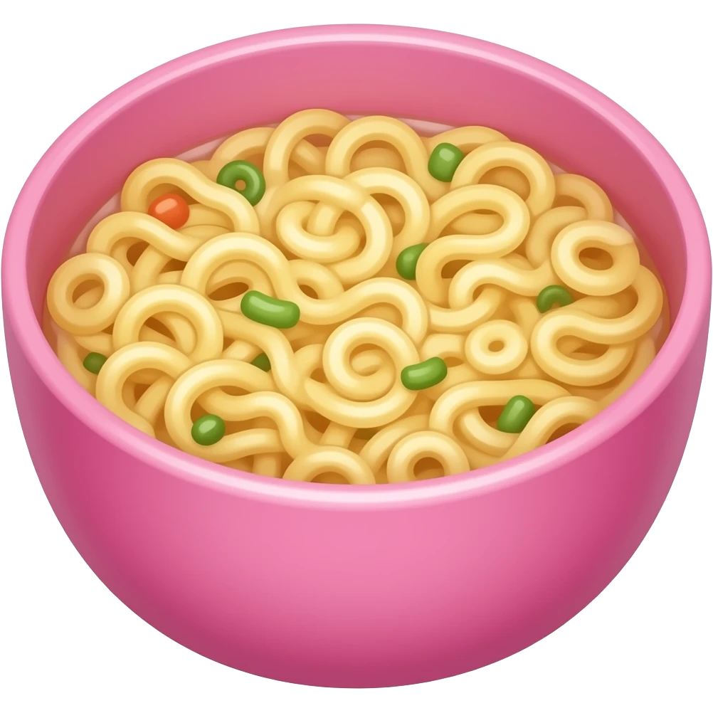 faz um miojo rosa claro em uma tijela rosa choque~ emoji