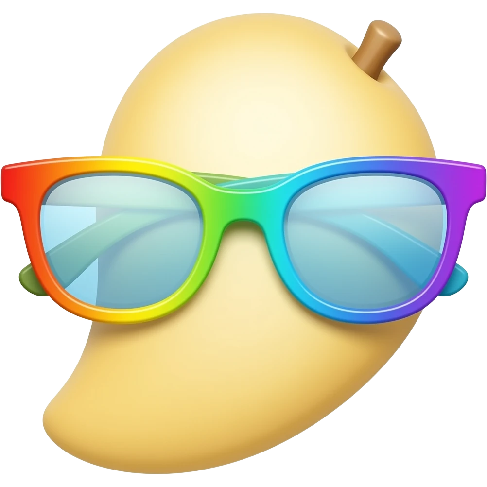 Mango shape RGB colored Eye glasses emoji